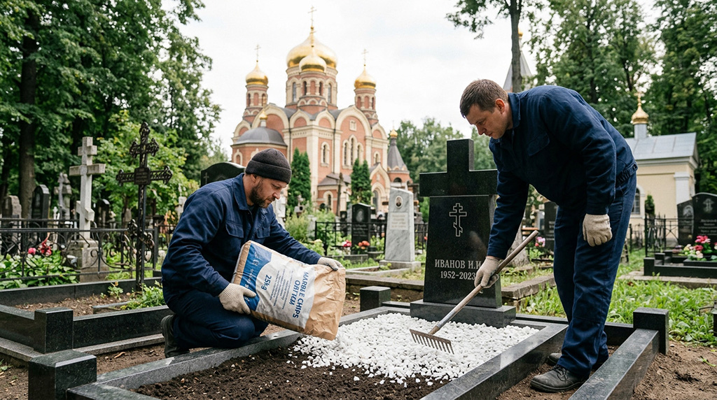 Отсыпка гранитной или мраморной крошкой